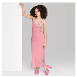 Elegant Blush Pink Evening Dress Wild Fable S NEW Viral Date Night Maxi Rosette